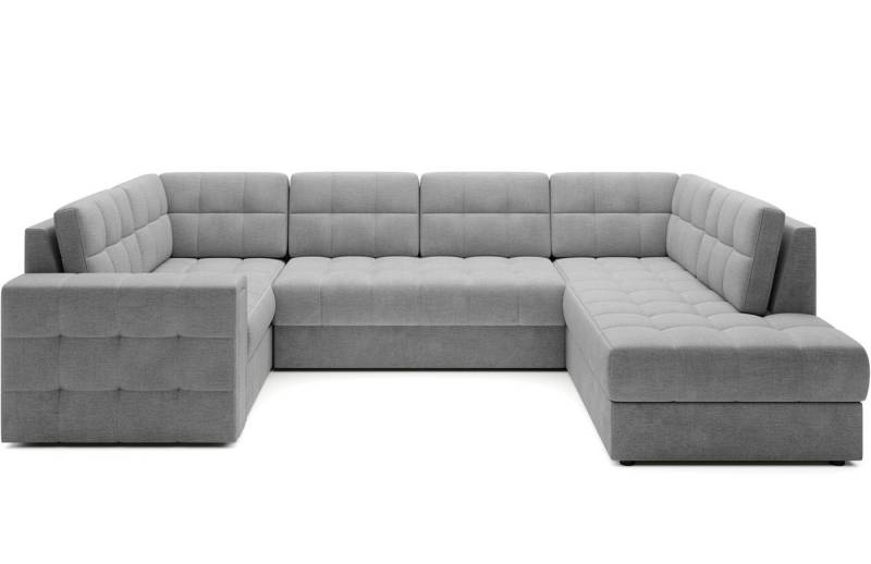 Lukas Möbel Wohnlandschaft Wohnlandschaft Belvis Ecksofa in U-Form, mit Bettfunktion, Bettkasten, Rückseite bezogen von Lukas Möbel