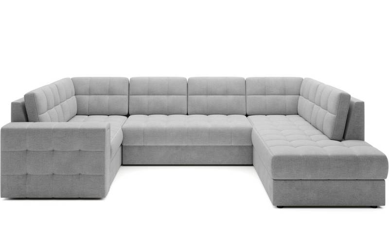Lukas Möbel Wohnlandschaft Wohnlandschaft Belvis Ecksofa in U-Form, mit Bettfunktion, Bettkasten, Rückseite bezogen von Lukas Möbel
