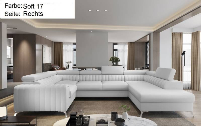 Lukas Möbel Wohnlandschaft Wohnlandschaft Linus mit Schlaffunktion Bettkasten XXL-Sofa in U-Form, mit verstellbaren Kopfstützen von Lukas Möbel