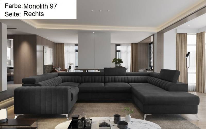 Lukas Möbel Wohnlandschaft Wohnlandschaft Linus mit Schlaffunktion Bettkasten XXL-Sofa in U-Form, mit verstellbaren Kopfstützen von Lukas Möbel