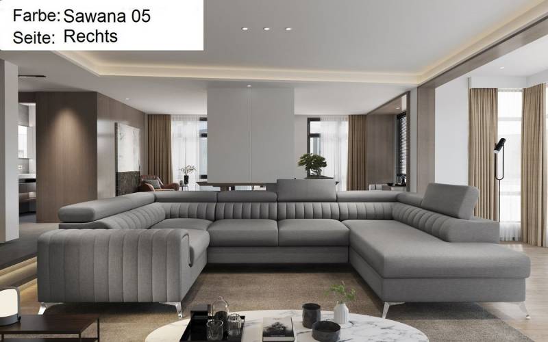 Lukas Möbel Wohnlandschaft Wohnlandschaft Linus mit Schlaffunktion Bettkasten XXL-Sofa in U-Form, mit verstellbaren Kopfstützen von Lukas Möbel