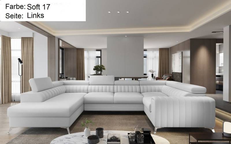Lukas Möbel Wohnlandschaft Wohnlandschaft Linus mit Schlaffunktion Bettkasten XXL-Sofa in U-Form, mit verstellbaren Kopfstützen von Lukas Möbel