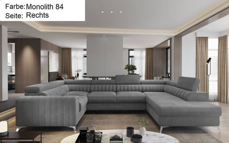 Lukas Möbel Wohnlandschaft Wohnlandschaft Linus mit Schlaffunktion Bettkasten XXL-Sofa in U-Form, mit verstellbaren Kopfstützen von Lukas Möbel
