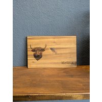 Frühstücksbrett Mit Eigner Gravur/Personalisiertes Geschenk Kühe Shetland Landhaus Akazien Holz von LukasBartkeDesign