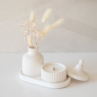 Duftkerze Mit Tablett Und Vase Geschenkset - Handgefertigtes Kokosnusswachs, Aromaöle & Holzdocht Duftkerze Mit Tablett Und Vase Geschenkset - Handgefertigtes Kokosnusswachs, Aromaöle & Holzdocht von LukataCandles