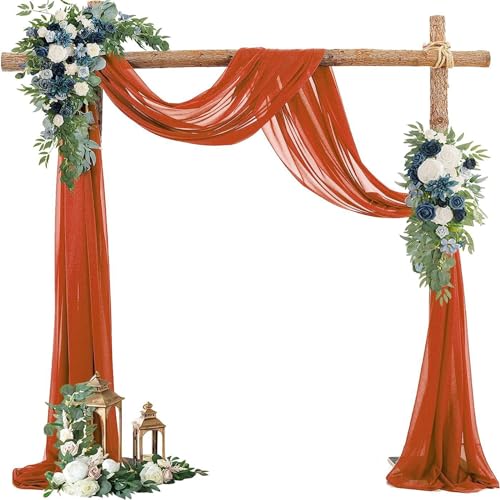 Lukery 1 Paneele Hochzeit Vorhang Hochzeitsbogen, Querbehang Gardine Freihanddeko Himmelbett Vorhänge Stoff Tüll Transparent Voile für Hochzeit, Torbogen (75 * 700cm,Orange) von Lukery