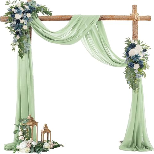 Lukery 1 Paneele Hochzeit Vorhang Hochzeitsbogen, Querbehang Gardine Freihanddeko Himmelbett Vorhänge Stoff Tüll Transparent Voile für Hochzeit, Torbogen (75 * 800cm,Hellgrün) von Lukery