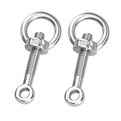 Lukery 2-Sätze Augenbolzen mit Ringmuttern M16 aus Edelstahl 304,Ösenschrauben Ringschrauben für Hebevorrichtungen Befestigens und Hängens (M16 x 130 mm) von Lukery