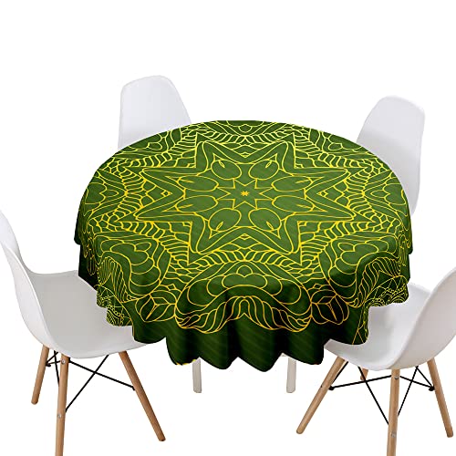 Lukery 3D Mandala Tischdecke Abwaschbar Gartentischdecke, Tischdecke Rund Tischdecken Tischtuch Outdoor Indoor, Tisch Schutz für Geburtstag Hochzeit Festival (Dunkelgrün,Durchmesser 180cm) von Lukery