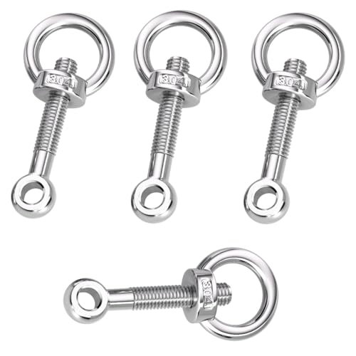 Lukery 4-Sätze Augenbolzen mit Ringmuttern M10 aus Edelstahl 304,Ösenschrauben Ringschrauben für Hebevorrichtungen Befestigens und Hängens (M10 x 35 mm) von Lukery