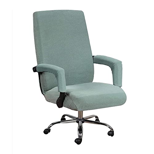 Lukery Bürostuhl Bezug Jacquard Bürostuhlabdeckung, Elastische Drehstuhl Bezug mit Armlehnenbezug & Reißverschluss, Waschbare Abnehmbarer Stuhlhussen für Drehstuhl Computer Stuhl (Bohnengrün,L) von Lukery