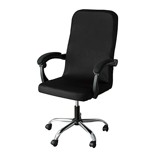 Lukery Bürostuhl Bezug Modern Bürostuhlabdeckung Elastische Drehstuhl Bezug mit Reißverschluss Spandex Waschbare Abnehmbarer Stuhlhussen für Drehstuhl Computer Stuhl (Schwarz,M) von Lukery