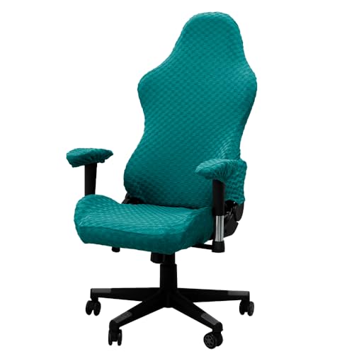 Lukery Gaming Stuhl bezug, Elastische Kariert Jacquard Gaming-Stuhlhussen mit Reißverschluss, Universal Waschbare Bezug Bürostuhl für Gaming Chair ((Dunkelgrün) von Lukery
