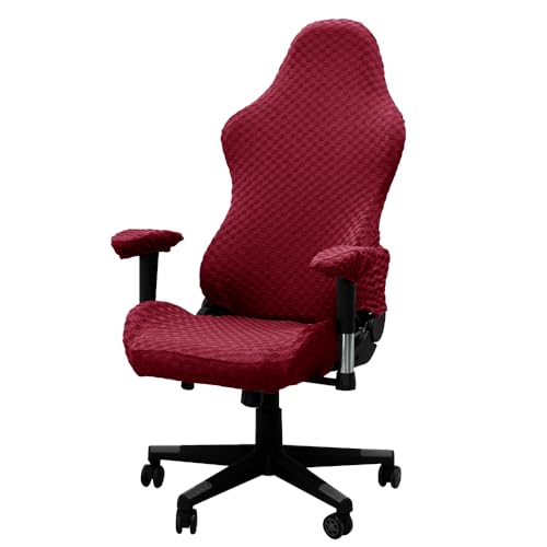 Lukery Gaming Stuhl bezug, Elastische Kariert Jacquard Gaming-Stuhlhussen mit Reißverschluss, Universal Waschbare Bezug Bürostuhl für Gaming Chair (Rot) von Lukery