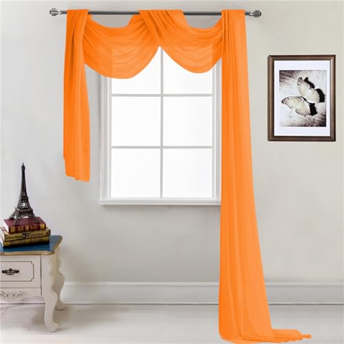 Lukery Hochzeit Vorhang Hochzeitsbogen, Querbehang Gardine Freihanddeko Himmelbett Vorhänge Stoff Tüll Transparent Voile Dekoration für Babyparty Party Hochzeit Taufe (52x216 Zoll,Orange) von Lukery