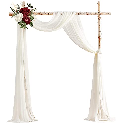 Lukery Hochzeit Vorhang Hochzeitsbogen, Querbehang Gardine Freihanddeko Himmelbett Vorhänge Stoff Tüll Transparent Voile Dekoration für Fotografie Party Hochzeit Geburtstag Taufe (75x600cm,Beige) von Lukery