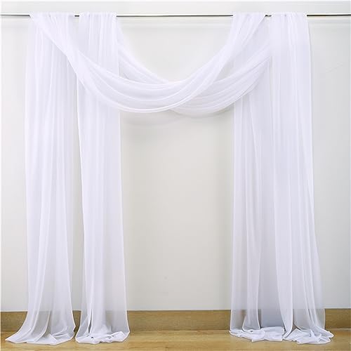 Lukery Hochzeit Vorhang Hochzeitsbogen, Querbehang Gardine Freihanddeko Himmelbett Vorhänge Stoff Tüll Transparent Voile Dekoration für Hochzeit, Torbogen, Zeremonie,Dekoration (Weiß,75 * 600cm) von Lukery