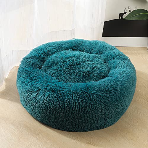 Lukery Hundebett Katzenbett Flauschig Rund aus Plüsch, Kuscheliges Donut Hundekissen und Katzenkissen Weiches Plüsch Hundeliege für Kleine, Mittelgroße und Große Haustiere (100CM,Dunkelkalk) von Lukery