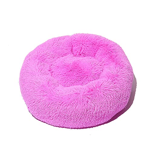 Lukery Hundebett Katzenbett Flauschig Rund aus Plüsch, Kuscheliges Donut Hundekissen und Katzenkissen Weiches Plüsch Hundeliege für Kleine, Mittelgroße und Große Haustiere (100CM,Magenta) von Lukery
