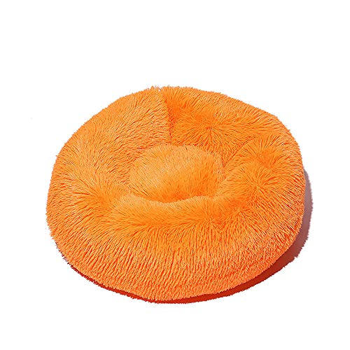 Lukery Hundebett Katzenbett Flauschig Rund aus Plüsch, Kuscheliges Donut Hundekissen und Katzenkissen Weiches Plüsch Hundeliege für Kleine, Mittelgroße und Große Haustiere (100CM,Orange) von Lukery