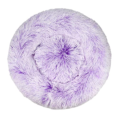 Lukery Hundebett Katzenbett Flauschig Rund aus Plüsch, Kuscheliges Donut Hundekissen und Katzenkissen Weiches Plüsch Hundeliege für Kleine, Mittelgroße und Große Haustiere (40CM,Lila) von Lukery