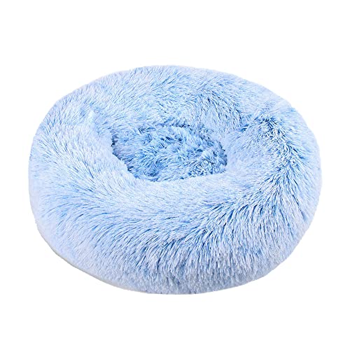 Lukery Hundebett Katzenbett Flauschig Rund aus Plüsch, Kuscheliges Donut Hundekissen und Katzenkissen Weiches Plüsch Hundeliege für Kleine, Mittelgroße und Große Haustiere (40CM,blau) von Lukery