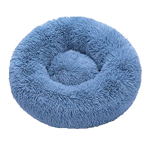 Lukery Hundebett Katzenbett Flauschig Rund aus Plüsch, Kuscheliges Donut Hundekissen und Katzenkissen Weiches Plüsch Hundeliege für Kleine, Mittelgroße und Große Haustiere (40CM,blau) von Lukery