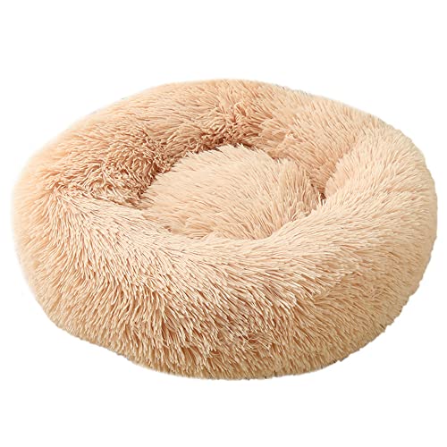 Lukery Hundebett Katzenbett Flauschig Rund aus Plüsch, Kuscheliges Donut Hundekissen und Katzenkissen Weiches Plüsch Hundeliege für Kleine, Mittelgroße und Große Haustiere (50CM,Gold) von Lukery