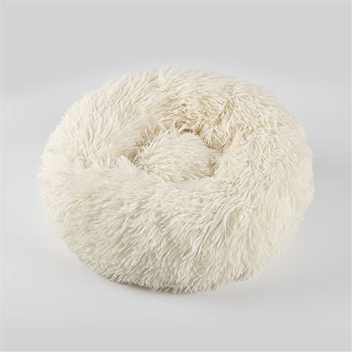 Lukery Hundebett Katzenbett Flauschig Rund aus Plüsch, Kuscheliges Donut Hundekissen und Katzenkissen Weiches Plüsch Hundeliege für Kleine, Mittelgroße und Große Haustiere (50CM,beige) von Lukery