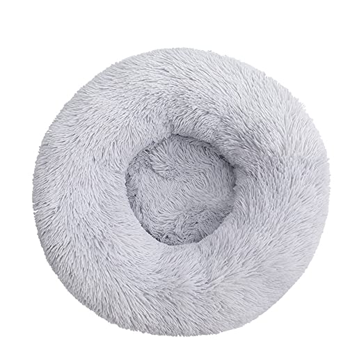 Lukery Hundebett Katzenbett Flauschig Rund aus Plüsch, Kuscheliges Donut Hundekissen und Katzenkissen Weiches Plüsch Hundeliege für Kleine, Mittelgroße und Große Haustiere (50CM,hellgrau) von Lukery