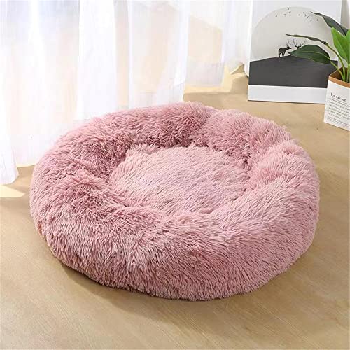 Lukery Hundebett Katzenbett Flauschig Rund aus Plüsch, Kuscheliges Donut Hundekissen und Katzenkissen Weiches Plüsch Hundeliege für Kleine, Mittelgroße und Große Haustiere (50CM,rosa) von Lukery