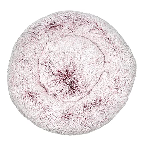 Lukery Hundebett Katzenbett Flauschig Rund aus Plüsch, Kuscheliges Donut Hundekissen und Katzenkissen Weiches Plüsch Hundeliege für Kleine, Mittelgroße und Große Haustiere (60CM,Rosa Rose) von Lukery