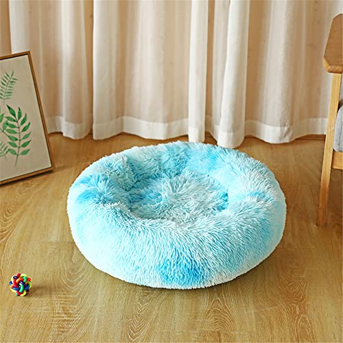 Lukery Hundebett Katzenbett Flauschig Rund aus Plüsch, Kuscheliges Donut Hundekissen und Katzenkissen Weiches Plüsch Hundeliege für Kleine, Mittelgroße und Große Haustiere (70CM,Himmelblau) von Lukery