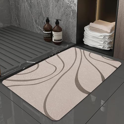 Lukery Kieselgur Badematte rutschfeste, 3D-Geometrie Abwaschbar Schnelltrocknend Absorbierende Bodenmatte, Kieselgur Badematten für Dusche Badewannen Küche (Unregelmäßig,60x90cm) von Lukery