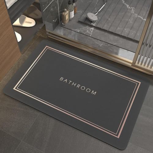 Lukery Kieselgur Badematte rutschfeste, Abwaschbar Schnelltrocknend Absorbierende Bodenmatte, Kieselgur Badematten für Dusche Badewannen Küche (Anthrazit,60x120cm) von Lukery