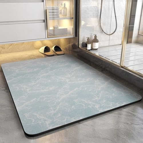 Lukery Kieselgur Badematte rutschfeste, Abwaschbar Schnelltrocknend Absorbierende Bodenmatte, Kieselgur Badematten für Dusche Badewannen Küche (Marmorblau,60x90cm) von Lukery