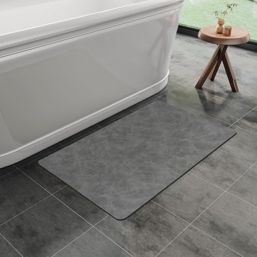 Lukery Kieselgur Badematte rutschfeste, Hautstruktur Abwaschbar Schnelltrocknend Absorbierende Bodenmatte, Kieselgur Badematten für Dusche Badewannen Küche (Dunkelgrau,45x75cm) von Lukery