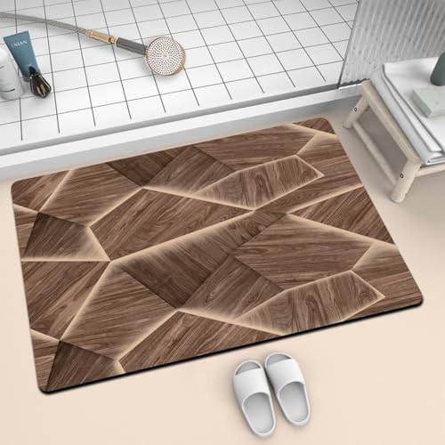 Lukery Kieselgur Badematte rutschfeste, Patchwork-Drucke Abwaschbar Schnelltrocknend Absorbierende Bodenmatte, Kieselgur Badematten für Dusche Badewannen Küche (Braun,80x120cm) von Lukery