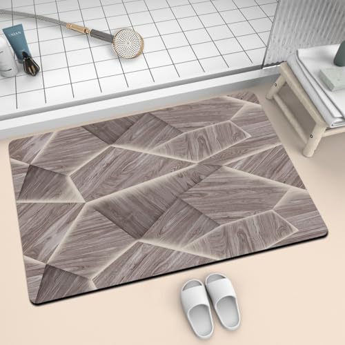 Lukery Kieselgur Badematte rutschfeste, Patchwork-Drucke Abwaschbar Schnelltrocknend Absorbierende Bodenmatte, Kieselgur Badematten für Dusche Badewannen Küche (Dunkelgrau,60x90cm) von Lukery