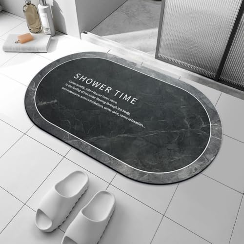 Lukery Kieselgur Badematte rutschfeste, Schnelltrocknend Absorbierende Bodenmatte, Abwaschbar Kieselgur Badematten für Dusche Badewannen Küche |Moderner Marmor (#B Grau,80x100cm) von Lukery