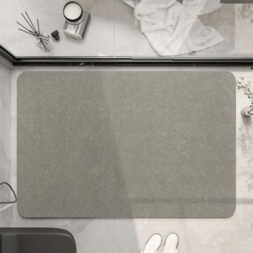 Lukery Kieselgur Badematte rutschfeste, Schnelltrocknend Absorbierende Bodenmatte, Volltonfarbe Abwaschbar Kieselgur Badematten für Dusche Badewannen Küche (Hellgrau,50x80cm) von Lukery