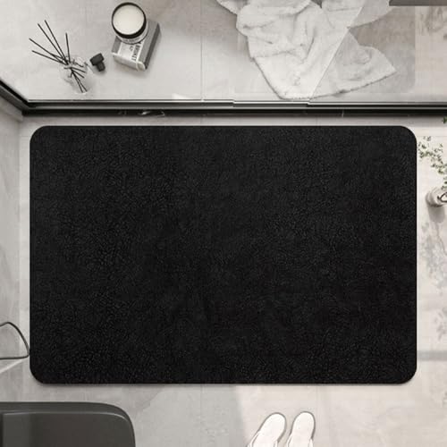 Lukery Kieselgur Badematte rutschfeste, Schnelltrocknend Absorbierende Bodenmatte, Volltonfarbe Abwaschbar Kieselgur Badematten für Dusche Badewannen Küche (Schwarz,30x40cm) von Lukery