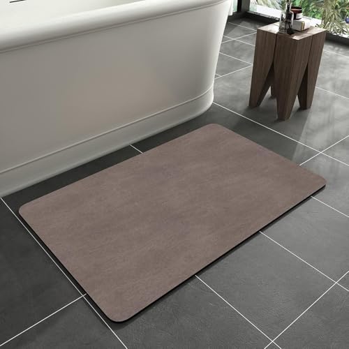 Lukery Kieselgur Badematte rutschfeste, Wildleder Abwaschbar Schnelltrocknend Absorbierende Bodenmatte, Kieselgur Badematten für Dusche Badewannen Küche (Braun,60x90cm) von Lukery