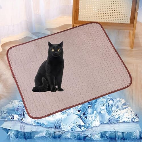 Lukery Kühlmatte für Hunde Katze, Kühlbett für Sommer Natürliche Kühlung Hundekühlmatte Waschbar Kühlendes Hundebett Eisseide für Zuhause Unterwegs oder im Auto (S-50 * 40cm),Braun von Lukery