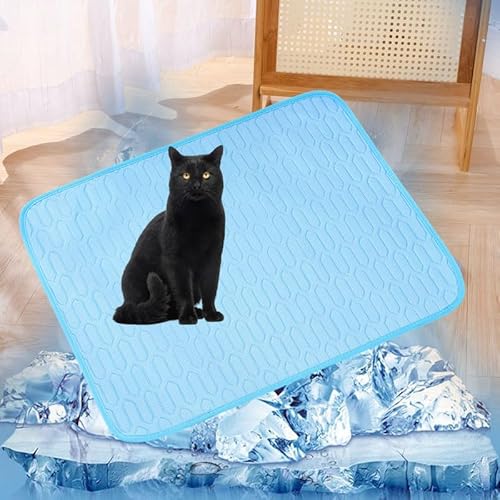 Lukery Kühlmatte für Hunde Katze, Kühlbett für Sommer Natürliche Kühlung Hundekühlmatte Waschbar Kühlendes Hundebett Eisseide für Zuhause Unterwegs oder im Auto (XL-100 * 75cm,Blau) von Lukery