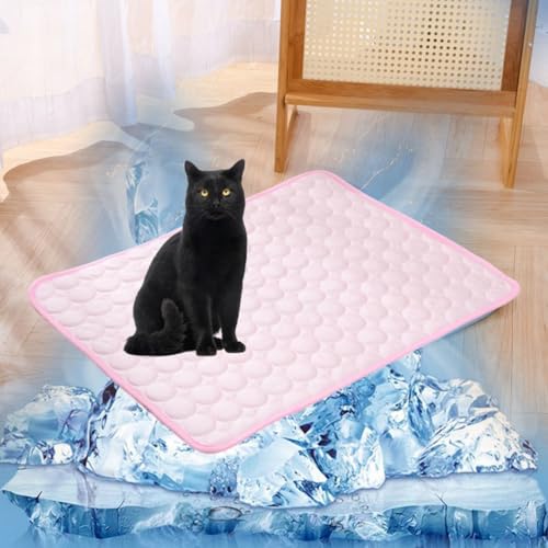 Lukery Kühlmatte für Hunde Katze, Kühlbett für Sommer Natürliche Kühlung Hundekühlmatte Waschbar Kühlendes Hundebett Eisseide für Zuhause Unterwegs oder im Auto (XXL-150x100cm,Rosa) von Lukery