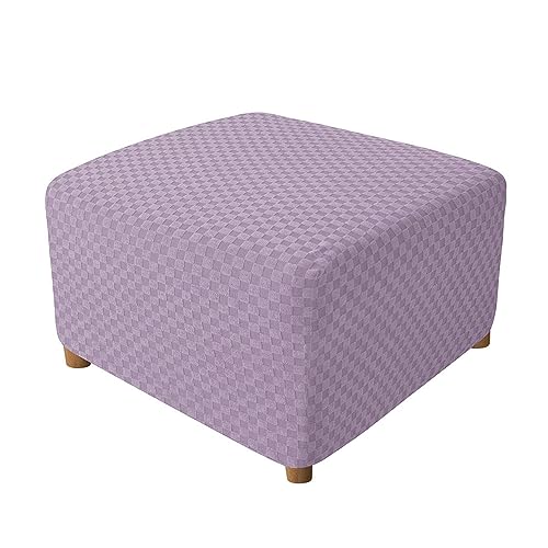 Lukery Ottomane Schonbezug Hockerbezug, Quadrat Stretch Hocker Bezug All-Inclusive für Hocker Hussen Fußschemel Fußstütze Schonbezug Protector Waschbar Hockerabdeckung (Helles Lila) von Lukery