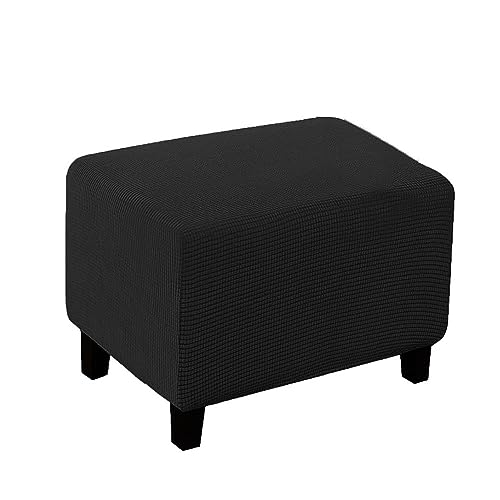 Lukery Ottomane Schonbezug Hockerbezug Verdickt,Stretch Hocker Bezug All-Inclusive für Hocker Hussen Fußschemel Fußstütze Schonbezug Protector Waschbar Hockerabdeckung (Small,Schwarz) von Lukery