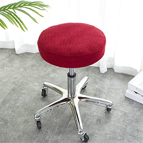 Lukery Rund Stretch Stuhlbezug Stuhlhusse Bezüge Protector Hussen Waschbarer Runder Drehbarer Hocker Schonbezug Sitzbezug für 28-32cm Barhocker Stuhl Hotelstuhl Bürostuhl (1pcs,Dunkelrot) von Lukery