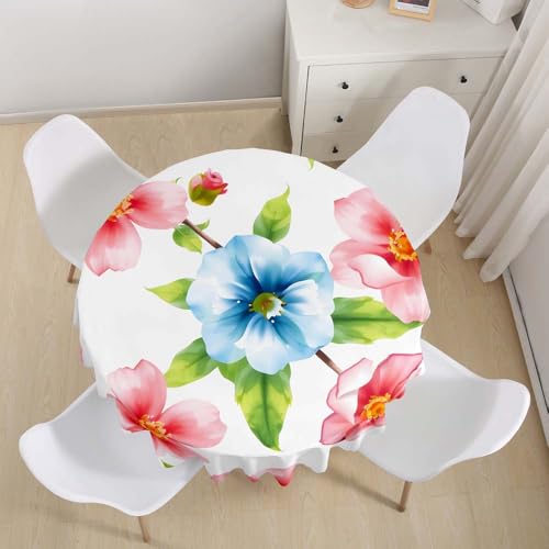 Lukery Rund Tischdecke, 3D Blume-Blatt Tischdecke Abwaschbar Splash and Stain Tischtuch, Resistant Gartentischdecke Tisch Schutz für Speisesaal, Küche (Blatt 1,200cm) von Lukery